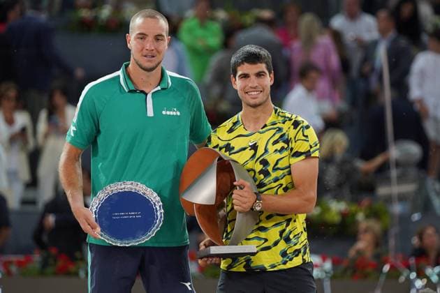 Bilder des Jahres 2023, Sport 05 Mai Sport Themen der Woche KW18 Sport Bilder des Tages Carlos Alcaraz (SPA) vs Jan-Lennard Struff (GER) Final Masters Series Mutua Madrid Open 2023 in Madrid on 07 May 2023. Cordon Press *** Carlos Alcaraz SPA vs Jan Lennard Struff GER Final Masters Series Mutua Madrid Open 2023 in Madrid on 07 May 2023 Cordon Press 