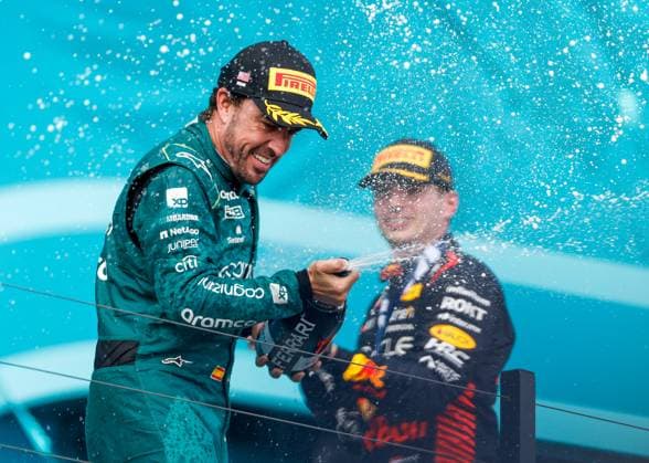 14 Fernando Alonso ESP, Aston Martin Aramco Cognizant F1 Team , F1 Grand Prix of Miami at Miami International Autodrome on May 7, 2023 in Miami, United States of America Photo by HOCH ZWEI Miami United States of America