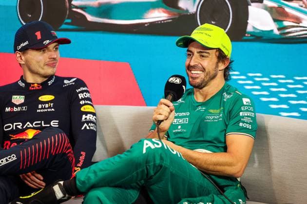 VERSTAPPEN Max (ned), Red Bull Racing RB19, ALONSO Fernando (spa), Aston Martin F1 Team AMR23, portrait during the Formula 1 Crypto.com Miami Grand Prix 2023, 5th round of the 2023 Formula One World Championship, WM, Weltmeisterschaft from May 05 to 07, 2023 on the Miami International Autodrome, in Miami Gardens, Florida, United States of America - F1 - MIAMI GRAND PRIX 2023 - RACE DPPI Panoramic 20230508_GOOD9214