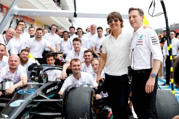 Tom Cruise with the Mercedes AMG F1 Team during the Formula 1 Crypto.com Miami Grand Prix 2023, 5th round of the 2023 Formula One World Championship, WM, Weltmeisterschaft from May 05 to 07, 2023 on the Miami International Autodrome, in Miami Gardens, Florida, United States of America - F1 - MIAMI GRAND PRIX 2023 - RACE DPPI Panoramic  F12023GP05USA_JK020881