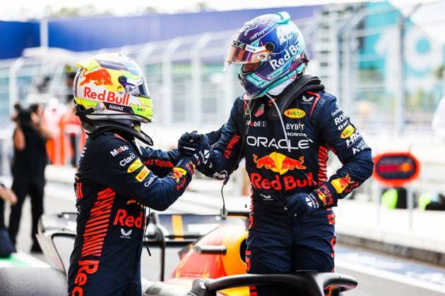 11 Sergio Perez MEX, Oracle Red Bull Racing , 1 Max Verstappen NLD, Oracle Red Bull Racing , F1 Grand Prix of Miami at Miami International Autodrome on May 7, 2023 in Miami, United States of America Photo by HOCH ZWEI Miami United States of America