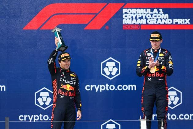 11 Sergio Perez MEX, Oracle Red Bull Racing , 1 Max Verstappen NLD, Oracle Red Bull Racing , F1 Grand Prix of Miami at Miami International Autodrome on May 7, 2023 in Miami, United States of America Photo by HOCH ZWEI Miami United States of America