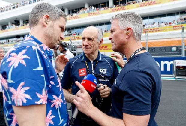 Peter Hardenacke DEU, sky sport , Franz Tost AUT, Scuderia AlphaTauri , Ralf Schumacher DEU , F1 Grand Prix of Miami at Miami International Autodrome on May 7, 2023 in Miami, United States of America Photo by HOCH ZWEI Miami United States of America