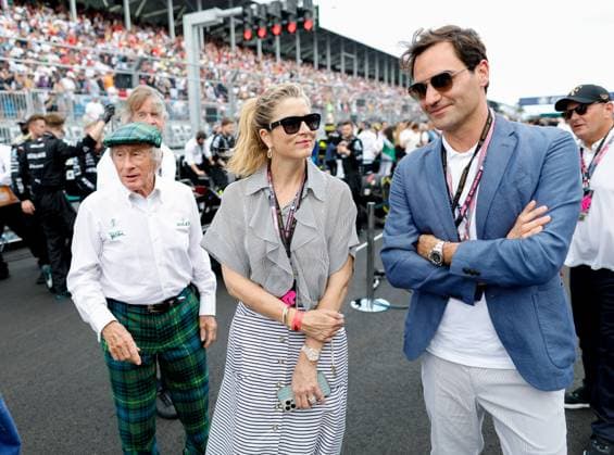 Jackie Stewart GBR , Roger Federer, F1 Grand Prix of Miami at Miami International Autodrome on May 7, 2023 in Miami, United States of America Photo by HOCH ZWEI Miami United States of America