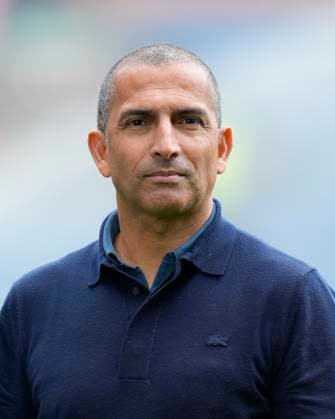 Sky Bet Championship Burnley v Cardiff City Sabri Lamouchi Manager of Cardiff City inspects the pitch before the Sky Bet Championship match Burnley vs Cardiff City at Turf Moor, Burnley, United Kingdom, 8th May 2023 (Photo by Steve Flynn News Images) Burnley Turf Moor Lancashire United Kingdom Copyright: xStevexFlynn NewsxImagesx