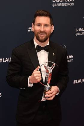 Bilder des Jahres 2023, Sport 05 Mai Sport Themen der Woche KW19 Sport Bilder des Tages Leo Lionel Messi - trophee : Laureus World Sports Awards - Paris - 08 05 2023 FedericoPestellini Panoramic 