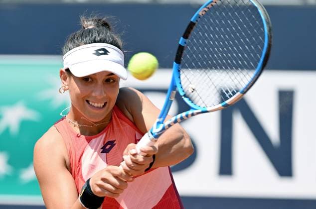 May 9, 2023, ROME: Lucrezia Stefanini of Italy in action during her women s singles first round match against Wang Xiyu of China (not pictured) at the Italian Open tennis tournament in Rome, Italy, 09 May 2023. ANSA ETTORE FERRARI ROME - ZUMAa110 20230509_zaf_a110_022 Copyright: xEttorexFerrarix