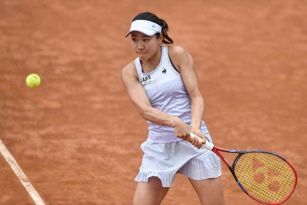 Nao Hibino of Japan during her match against Ana Bogdan of Romania at the Internazionali BNL d Italia tennis tournament at Foro Italico in Rome, Italy on May 10th, 2023. antoniettaxbaldassarre