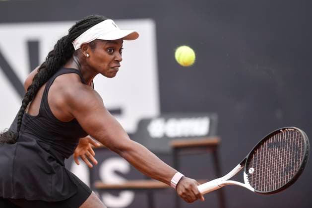 Sloane Stephens of United States of America during her match against Nadia Podoroska of Argentina at the Internazionali BNL d Italia tennis tournament at Foro Italico in Rome, Italy on May 10th, 2023. antoniettaxbaldassarre