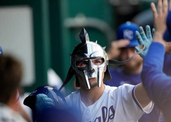 MAY 10, 2023: Kansas City Royals second baseman Michael Massey (19) celebrates his home run at Kauffman Stadium Kansas City, Missouri. CSM. Kansas City United States - ZUMAc04_ 20230510_zaf_c04_074 Copyright: xJonxRobichaudx