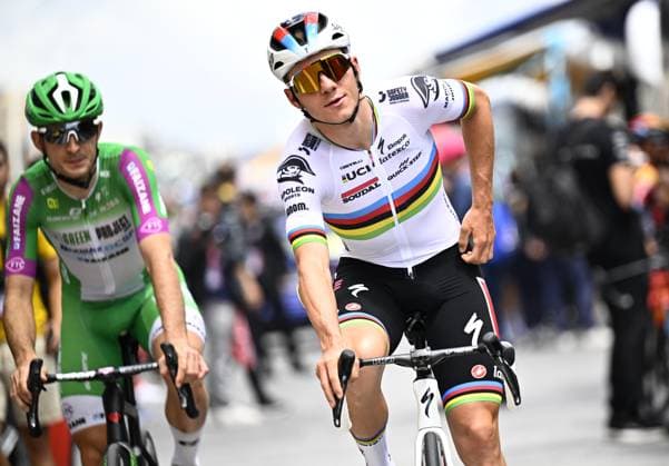 Belgian Remco Evenepoel of Soudal Quick-Step pictured at the start of stage six of the 2023 Giro D Italia cycling race, from and to Napoli (162 km), in Italy, Thursday 11 May 2023. The 2023 Giro takes place from 06 to 28 May 2023. JASPERxJACOBS  x67079262x
