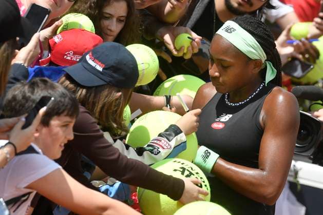 Coco Gauff of United States of America signs autographs at the Internazionali BNL d Italia tennis tournament at Foro Italico in Rome, Italy on May 11th, 2023. antoniettaxbaldassarre