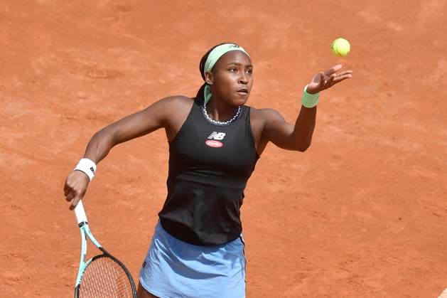 Coco Gauff of United States of America during her match against Yulia Putintseva of Kazakhstan at the Internazionali BNL d Italia tennis tournament at Foro Italico in Rome, Italy on May 11th, 2023. antoniettaxbaldassarre