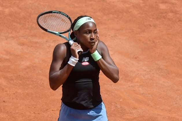 Coco Gauff of United States of America during her match against Yulia Putintseva of Kazakhstan at the Internazionali BNL d Italia tennis tournament at Foro Italico in Rome, Italy on May 11th, 2023. antoniettaxbaldassarre