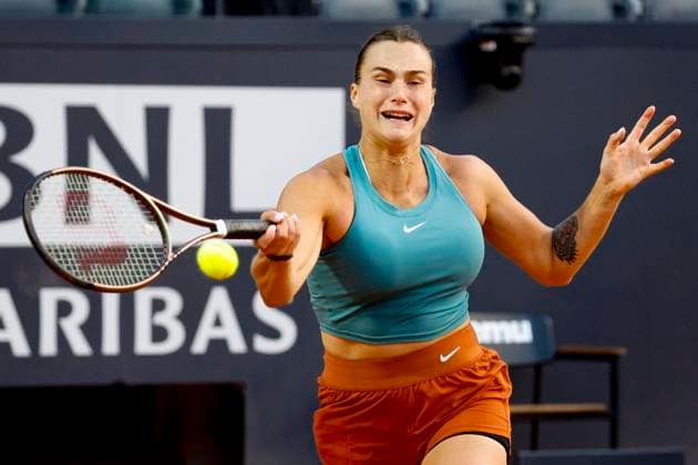 May 11, 2023, ROME, ITALY: Aryna Sabalenka of Belarus in action during her woman s singles second round match against Sofia Kenin of US at the Italian Open tennis tournament in Rome, Italy, 11 May 2023. ANSA FABIO FRUSTACI Italian Open tennis tournament  - ZUMAa110 20230511_zaf_a110_115 Copyright: xFabioxFrustacix