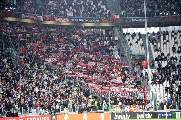Photo Tano Pecoraro LaPresse May 11, 2023 - Turin, Italy Soccer Juventus vs Siviglia - UEFA Europa League 2022 2023 - Allianz Stadium In the photo: siviglia supporters  Copyright: xTanoxPecoraro LaPressex