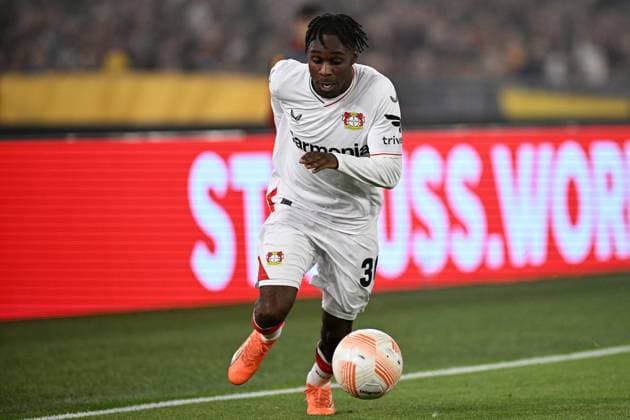 Jeremie Frimpong of Bayer Leverkusen during the UEFA Europa League match between AS Roma and Bayer Leverkusen at Stadio Olimpico on May 11, 2023 in Rome, Italy.  Copyright: xGennaroxMasi LiveMediax xipa-agex xLivexMediax 0 IPA_IPA37876930
