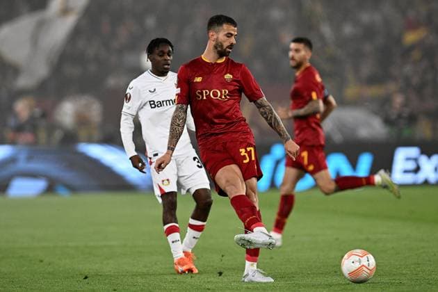 Leonardo Spinazzola of AS Roma during the UEFA Europa League match between AS Roma and Bayer Leverkusen at Stadio Olimpico on May 11, 2023 in Rome, Italy.  Copyright: xGennaroxMasi LiveMediax xipa-agex xLivexMediax 0 IPA_IPA37876937