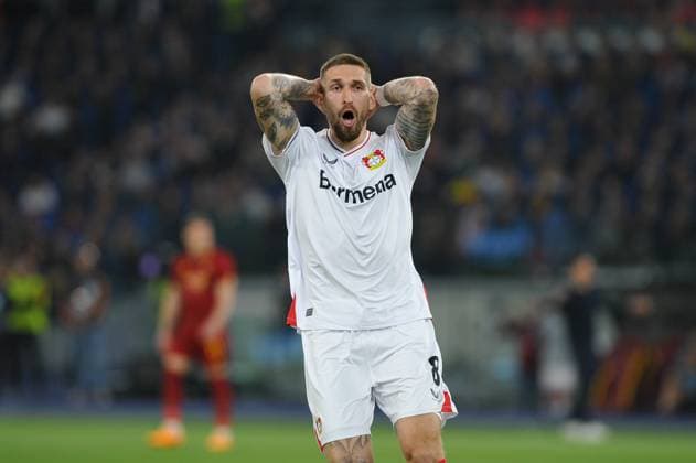 IPP20230511 Football - soccer: UEFA Europa League 2022 2023, A.S. Roma - Bayer 04 Leverkusen, Robert Andrich. (Verwendung nur in Deutschland - GERMANY ONLY) *** IPP20230511 Football soccer UEFA Europa League 2022 2023, A S Roma Bayer 04 Leverkusen, Robert Andrich Use only in Germany GERMANY ONLY 