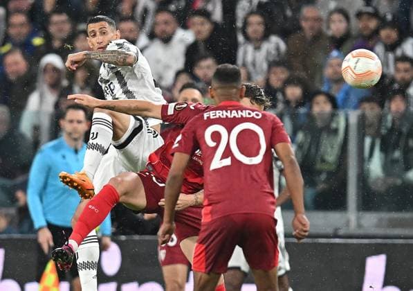 May 11, 2023, TURIN: Juventus Angel Di Maria in action during the first leg semifinals of the UEFA Europa League soccer match Juventus FC vs Sevilla FC at the Allianz Stadium in Turin, Italy, 11 May 2023 ANSA ALESSANDRO DI MARCO TURIN - ZUMAa110 20230511_zaf_a110_128 Copyright: xAlessandroxDixMarcox