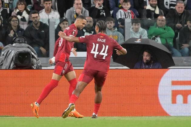 Photo Tano Pecoraro LaPresse May 11, 2023 - Turin, Italy Soccer Juventus vs Siviglia - UEFA Europa League 2022 2023 - Allianz Stadium In the photo: youssef en nesyri exultation  Copyright: xTanoxPecoraro LaPressex
