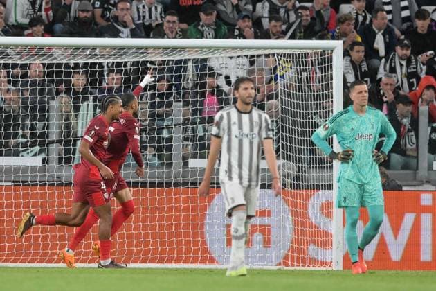 Photo Tano Pecoraro LaPresse May 11, 2023 - Turin, Italy Soccer Juventus vs Siviglia - UEFA Europa League 2022 2023 - Allianz Stadium In the photo: youssef en nesyri exultation  Copyright: xTanoxPecoraro LaPressex