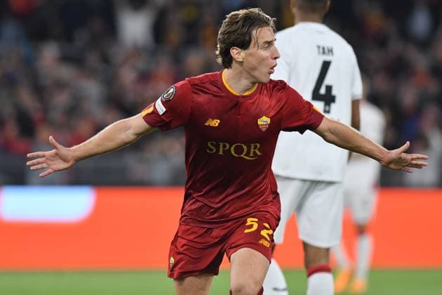 Europa League Roma v Bayer Leverkusen Edoardo Bove of AS Roma celebrates scoring his goal during football Europa League Roma v Bayer Leverkusen on May 11st, 2023 in Olympic stadium Rome, Italy. Imago-Images Emmefoto Copyright: xImago-Images Emmefotox