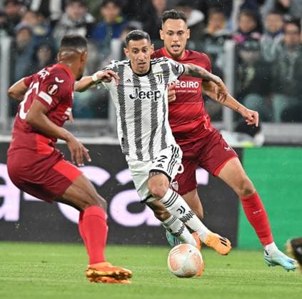May 11, 2023, TURIN: Juventus Angel Di Maria in action during the first leg semifinals of the UEFA Europa League soccer match Juventus FC vs Sevilla FC at the Allianz Stadium in Turin, Italy, 11 May 2023 ANSA ALESSANDRO DI MARCO TURIN - ZUMAa110 20230511_zaf_a110_155 Copyright: xAlessandroxDixMarcox