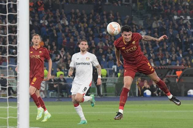 IPP20230511 Football - soccer: UEFA Europa League 2022 2023, A.S. Roma - Bayer 04 Leverkusen, Roger Ibanez occasione (Verwendung nur in Deutschland - GERMANY ONLY) *** IPP20230511 Football soccer UEFA Europa League 2022 2023, A S Roma Bayer 04 Leverkusen, Roger Ibanez occasione use only in Germany GERMANY ONLY 