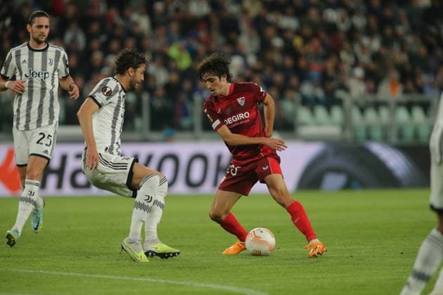 football Europa League match - Semifinal - Juventus FC vs Sevilla FC Bryan Gil of Sevilla Fc during the Uefa Europa League semi-final, first leg, football match between Juventus Fc and Sevilla Fc on 11 May 2023 at Allianz Stadium, Turin, Italy. Photo Nderim Kaceli Turin Allianz Stadium Italy Copyright: xNderimxKacelix xLiveMediax LPS_935307