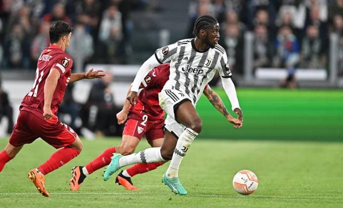 May 11, 2023, TURIN: Juventus Samuel Iling Junior in action during the first leg semifinals of the UEFA Europa League soccer match Juventus FC vs Sevilla FC at the Allianz Stadium in Turin, Italy, 11 May 2023 ANSA ALESSANDRO DI MARCO Uefa Europa League: Juventus-Sevilla  - ZUMAa110 20230511_zaf_a110_167 Copyright: xAlessandroxDixMarcox