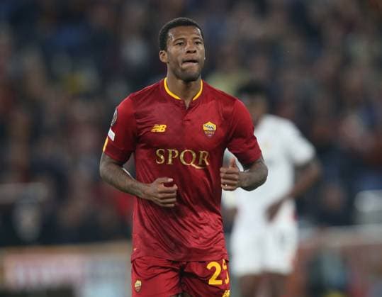 - AS Roma v Bayer 04 Leverkusen, UEFA Europa League, Semi finals, 1st leg, Stadio Olimpico, Rome, Italy. - 11th May 2023 Georginio Wijnaldum of AS Roma. - AS Roma v Bayer 04 Leverkusen, UEFA Europa League, Semi finals, 1st leg, Stadio Olimpico, Rome, Italy. - 11th May 2023. Rome Stadio Olimpico Italy Copyright: xDanxWeirx CP_AS_Roma_Bayer_Leverkusen_48