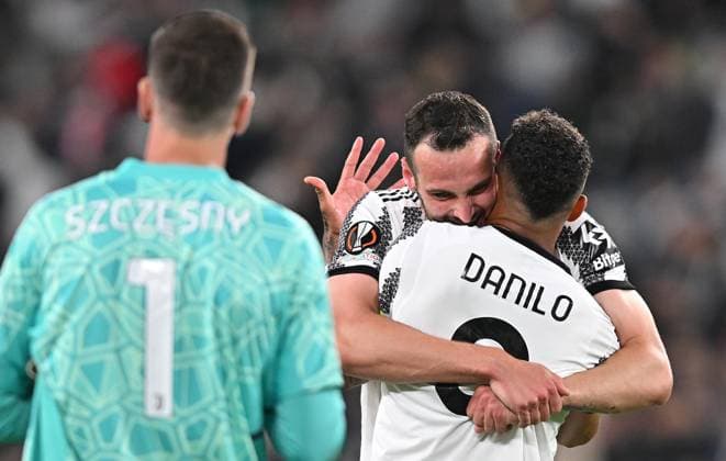 May 11, 2023, TURIN: Players of Juventus at the end of the first leg semifinals of the UEFA Europa League soccer match Juventus FC vs Sevilla FC at the Allianz Stadium in Turin, Italy, 11 May 2023 ANSA ALESSANDRO DI MARCO TURIN - ZUMAa110 20230511_zaf_a110_196 Copyright: xAlessandroxDixMarcox
