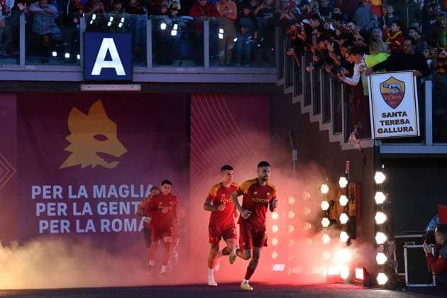 Lorenzo Pellegrini (Roma)Gianluca Mancini (Roma)Roger Ibanez (Roma) during the UEFA Europa League 2022 2023 match between Roma 1-0 Leverkusen at Olimpic Stadium on May 11, 2023 in Roma, Italy. Noxthirdxpartyxsales  (218225331)