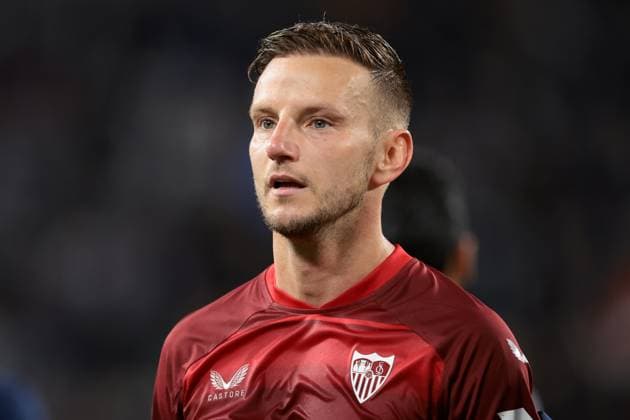 Turin, Italy, 11th May 2023. Ivan Rakitic of Sevilla looks on following the final whistle of the UEFA Europa League match at Allianz Stadium, Turin. Picture credit should read: Jonathan Moscrop Sportimage EDITORIAL USE ONLY. No use with unauthorised audio, video, data, fixture lists, club league logos or live services. Online in-match use limited to 120 images, no video emulation. No use in betting, games or single club league player publications. SPI-2435-0086