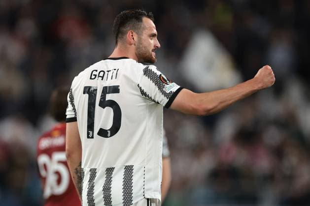 Turin, Italy, 11th May 2023. Federico Gatti of Juventus reacts following the final whistle of the UEFA Europa League match at Allianz Stadium, Turin. Picture credit should read: Jonathan Moscrop Sportimage EDITORIAL USE ONLY. No use with unauthorised audio, video, data, fixture lists, club league logos or live services. Online in-match use limited to 120 images, no video emulation. No use in betting, games or single club league player publications. SPI-2435-0110
