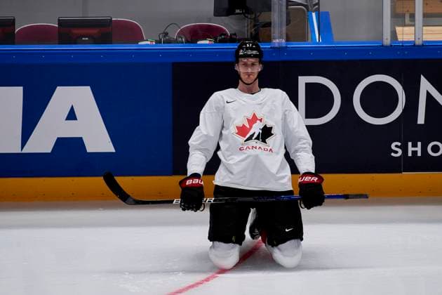 RIGA, LATVIA - MAY 11, 2022: MYERS Tyler. Practice team Canada. IIHF 2023 Ice hockey, Eishockey World Championship, WM, Weltmeisterschaft  Copyright: xVITALIIxKLIUIEVx