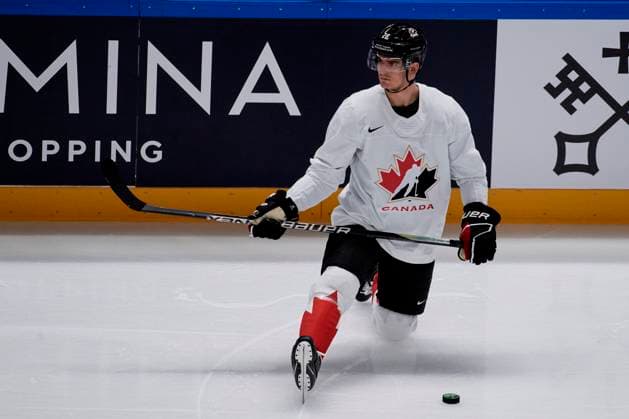 RIGA, LATVIA - MAY 11, 2022: BARRON Justin. Practice team Canada. IIHF 2023 Ice hockey, Eishockey World Championship, WM, Weltmeisterschaft  Copyright: xVITALIIxKLIUIEVx