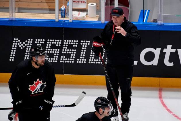 RIGA, LATVIA - MAY 11, 2022: Practice team Canada. IIHF 2023 Ice hockey, Eishockey World Championship, WM, Weltmeisterschaft  Copyright: xVITALIIxKLIUIEVx