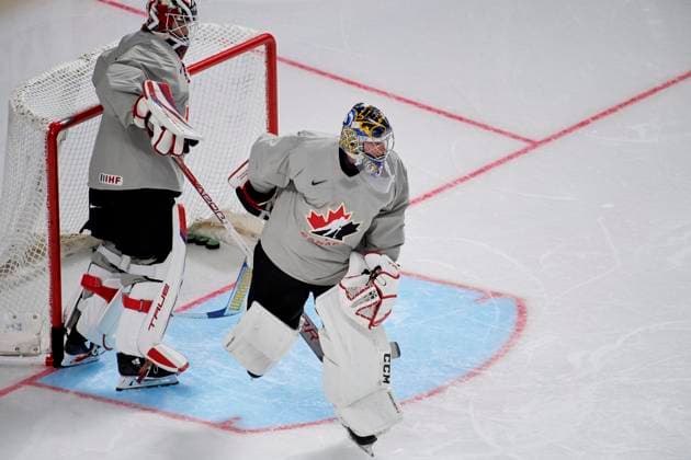 RIGA, LATVIA - MAY 11, 2022: HOFER Joel. Practice team Canada. IIHF 2023 Ice hockey, Eishockey World Championship, WM, Weltmeisterschaft  Copyright: xVITALIIxKLIUIEVx