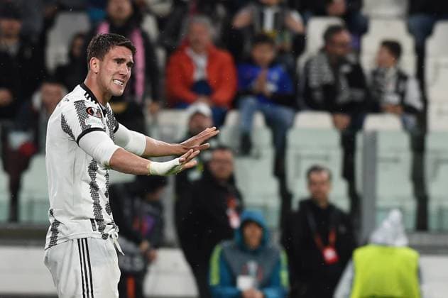 IPP20230511 Football - soccer: UEFA Europa League 2022 2023, Juventus F.C. - Sevilla FC, dusan vlahovic (Verwendung nur in Deutschland - GERMANY ONLY) *** IPP20230511 Football soccer UEFA Europa League 2022 2023, Juventus F C Sevilla FC, dusan vlahovic use only in Germany GERMANY ONLY 