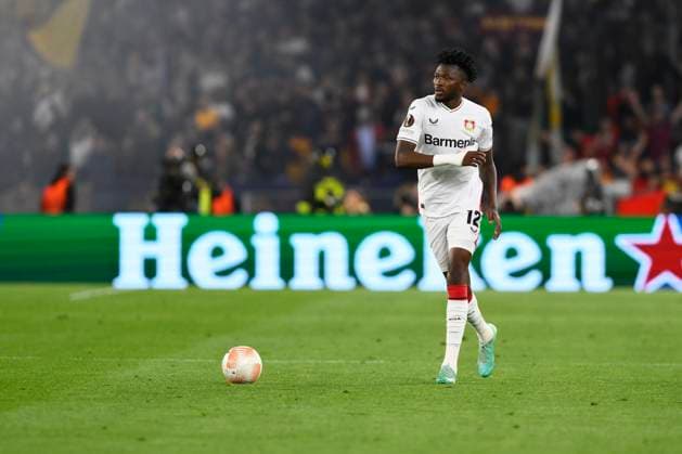 AS Roma v Bayer 04 Leverkusen: Semi-Final First Leg - UEFA Europa League Edmond Tapsoba of Bayer 04 Leverkusen during the first leg of the Semi-final of the UEFA Europa League between A.S. Roma vs Bayer 04 Leverkusen on May 11, 2023 at the Stadio Olimpico in Rome. Rome Italy Italy  Copyright: xDomenicoxCippitellix originalFilename:cippitelli-asromavs230511_np4rV.jpg