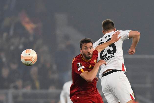 AS Roma v Bayer 04 Leverkusen: Semi-Final First Leg - UEFA Europa League Bryan Cristante of A.S. Roma during the first leg of the Semi-final of the UEFA Europa League between A.S. Roma vs Bayer 04 Leverkusen on May 11, 2023 at the Stadio Olimpico in Rome. Rome Italy Italy  Copyright: xDomenicoxCippitellix originalFilename:cippitelli-asromavs230511_npRog.jpg