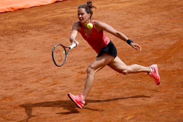 May 12, 2023, ROME, ITALY: Barbora Zahlavova Strycova of the Czech Republic in action during her woman s singles second round match against Maria Sakkari of Greece (not pictured) at the Italian Open tennis tournament in Rome, Italy, 12 May 2023. ANSA FABIO FRUSTACI ROME ITALY - ZUMAa110 20230512_zaf_a110_042 Copyright: xFabioxFrustacix