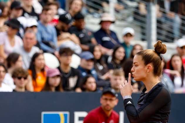 May 12, 2023, ROME, ITALY: Maria Sakkari of Greece in action during her woman s singles second round match against Barbora Strycova of the Czech Republic (not pictured) at the Italian Open tennis tournament in Rome, Italy, 12 May 2023. ANSA FABIO FRUSTACI ROME ITALY - ZUMAa110 20230512_zaf_a110_046 Copyright: xFabioxFrustacix
