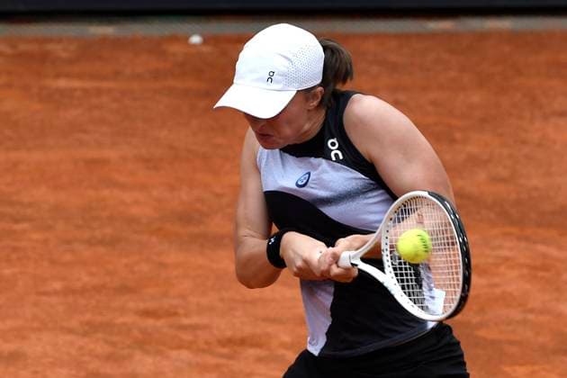 Iga Swiatek of Poland during her match against Anastasia Pavlyuchenkova of Russia at the Internazionali BNL d Italia tennis tournament at Foro Italico in Rome, Italy on May 11th, 2023. antoniettaxbaldassarre