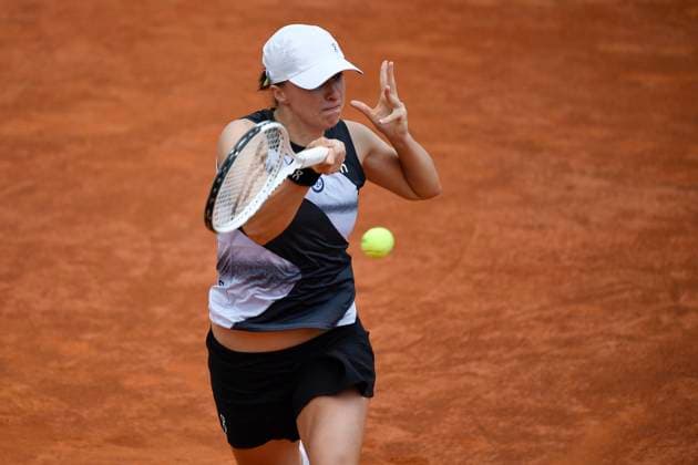 Iga Swiatek of Poland during her match against Anastasia Pavlyuchenkova of Russia at the Internazionali BNL d Italia tennis tournament at Foro Italico in Rome, Italy on May 11th, 2023. antoniettaxbaldassarre