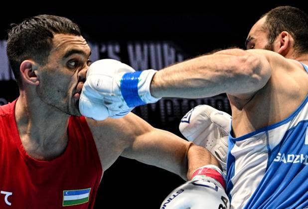 Bilder des Jahres 2023, Sport 05 Mai Sport Themen der Woche KW19 Sport Bilder des Tages Uzbekistan Boxing World Championships 8430690 12.05.2023 Russia s Muslim Gadzhimagomedov and Uzbekistan s Lazizbek Mullojonov fight during their elite men s heavy (86-92 kg) semifinal bout at the IBA Men s World Boxing Championships, in Tashkent, Uzbekistan. Alexey Filippov Sputnik Tashkent Uzbekistan  Copyright: xAlexeyxFilippovx