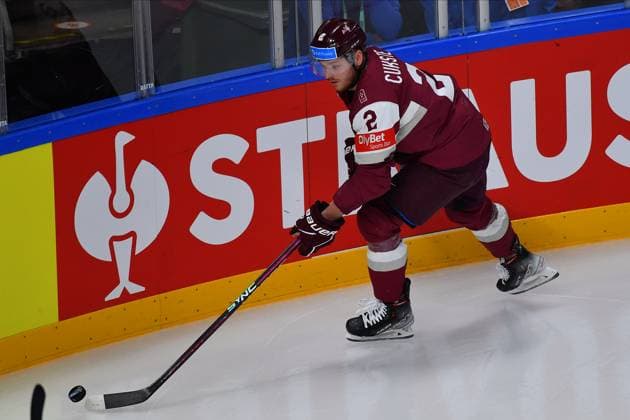 LATVIA, RIGA - 12.05.23: CUKSTE Karlis. Game Latvia - Canada. IIHF 2023 Ice hockey, Eishockey World Championship, WM, Weltmeisterschaft  Copyright: xVITALIIxKLIUIEVx
