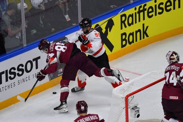 LATVIA, RIGA - 12.05.23: Game Latvia - Canada. IIHF 2023 Ice hockey, Eishockey World Championship, WM, Weltmeisterschaft  Copyright: xVITALIIxKLIUIEVx